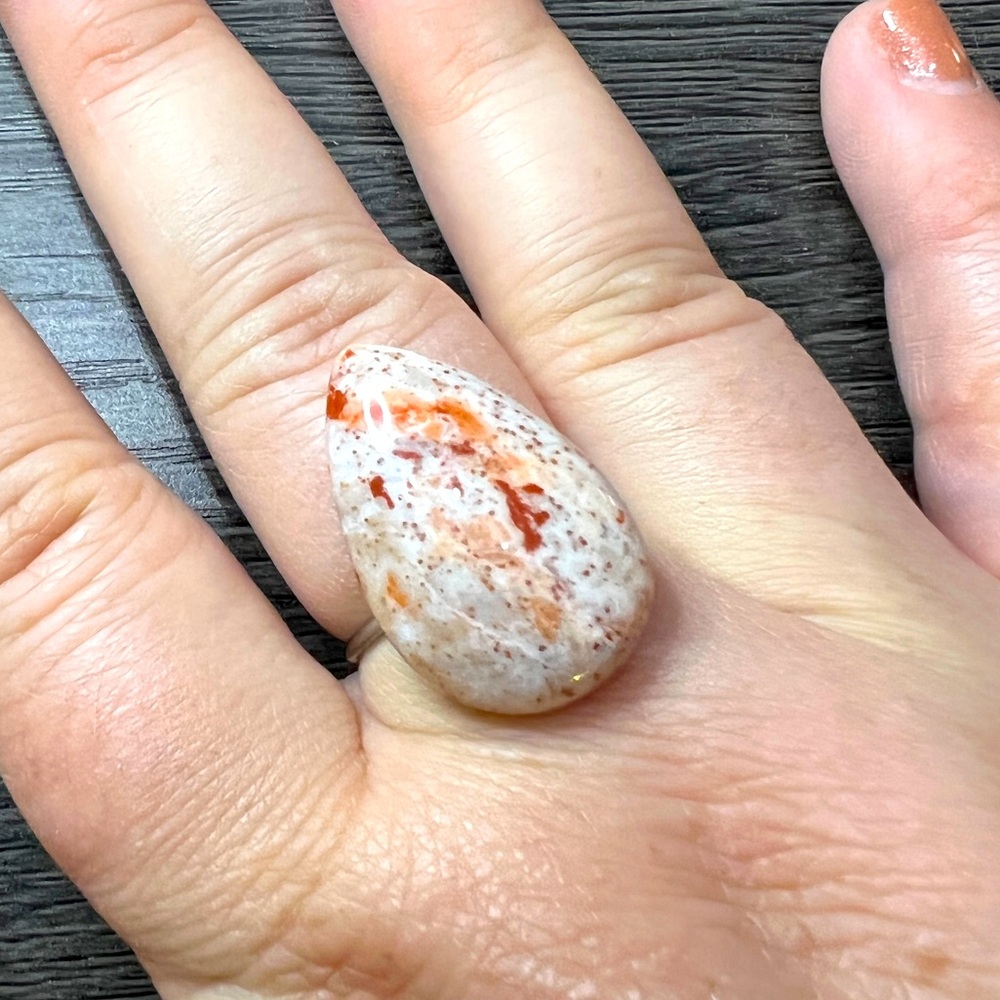 Red Jasper Cabochon Stone Ring